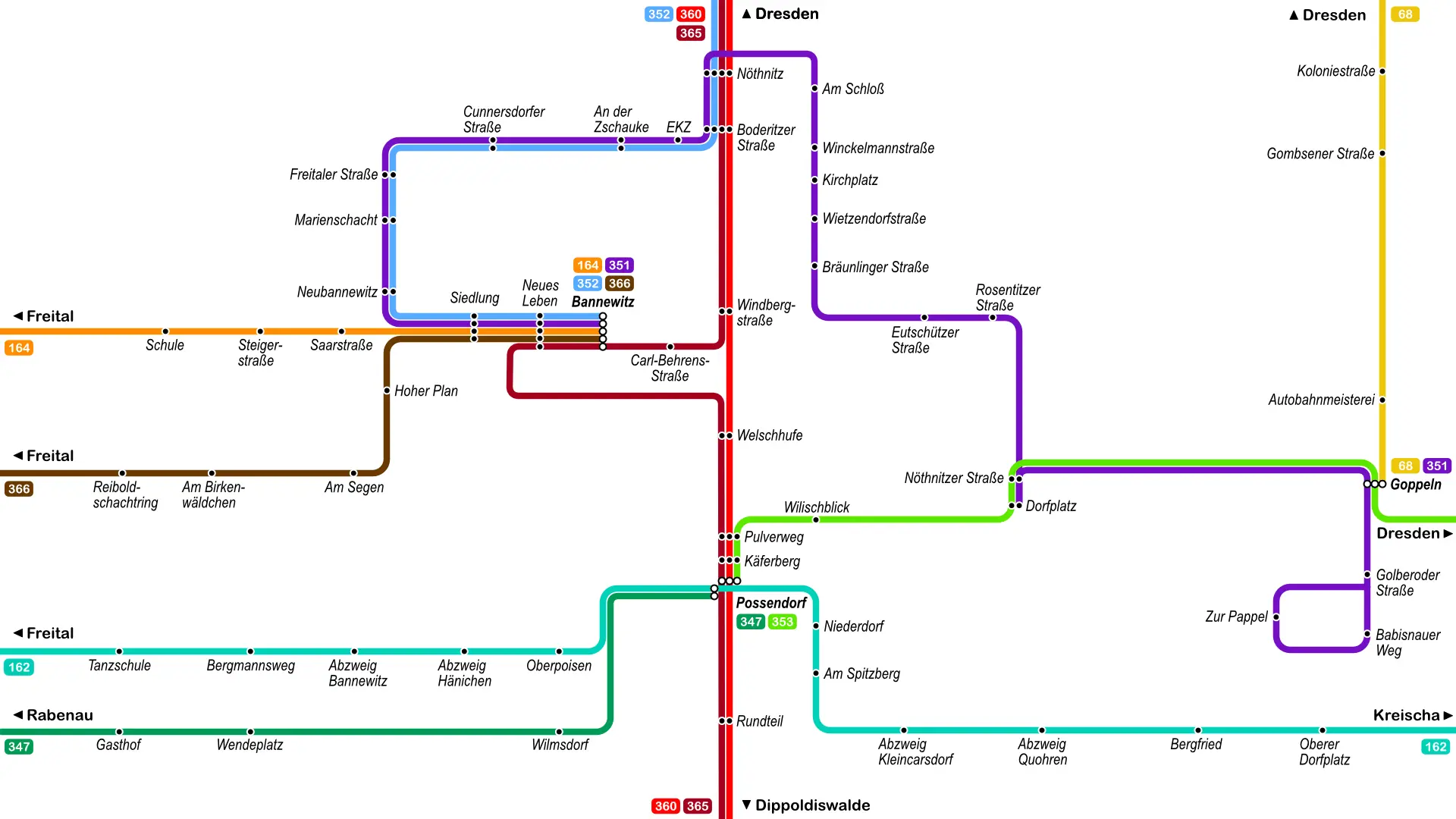 Der neue Liniennetzplan für Bannewitz seit August 2025