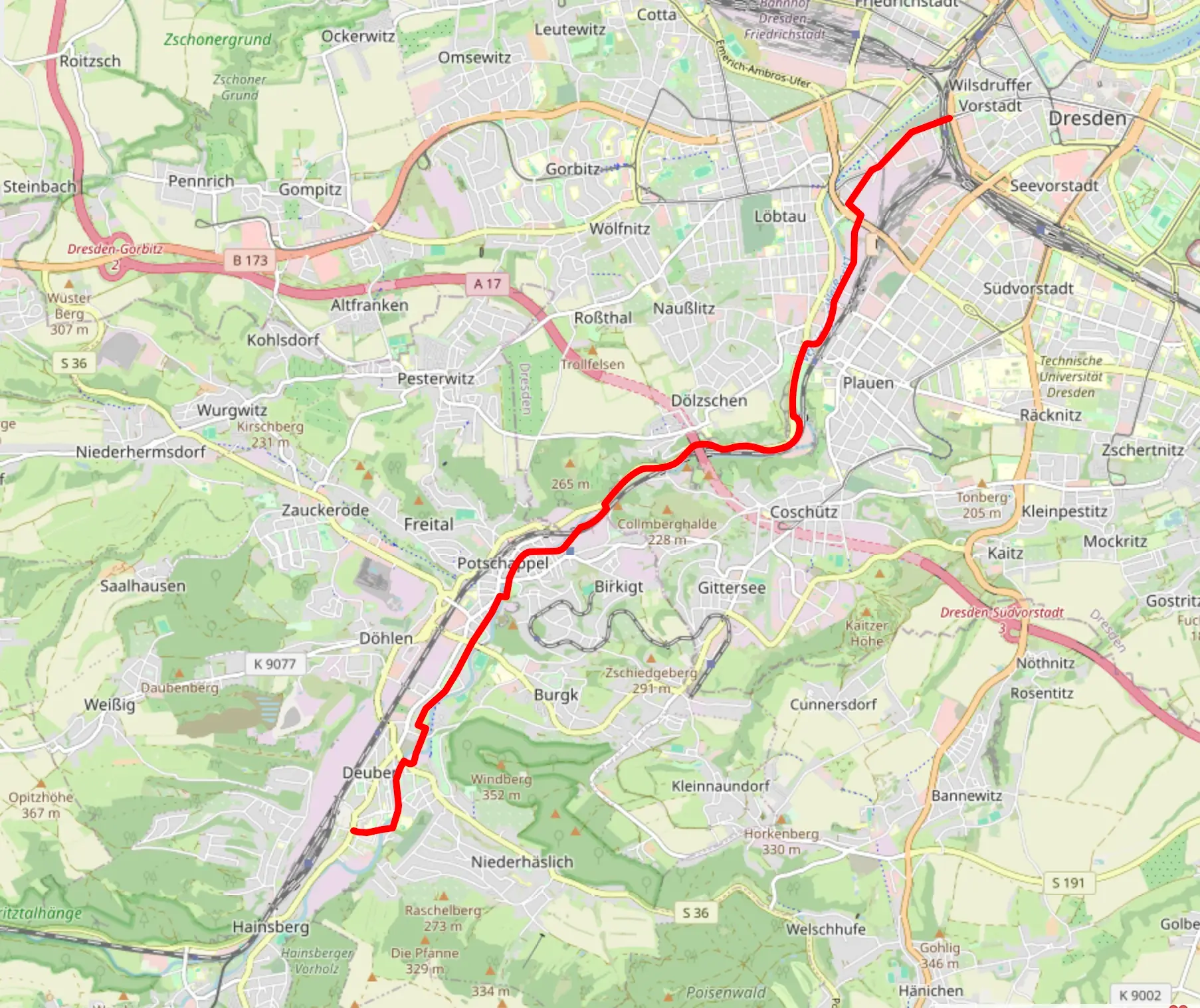 r8 Die geplante R8 von Freital nach Dresden