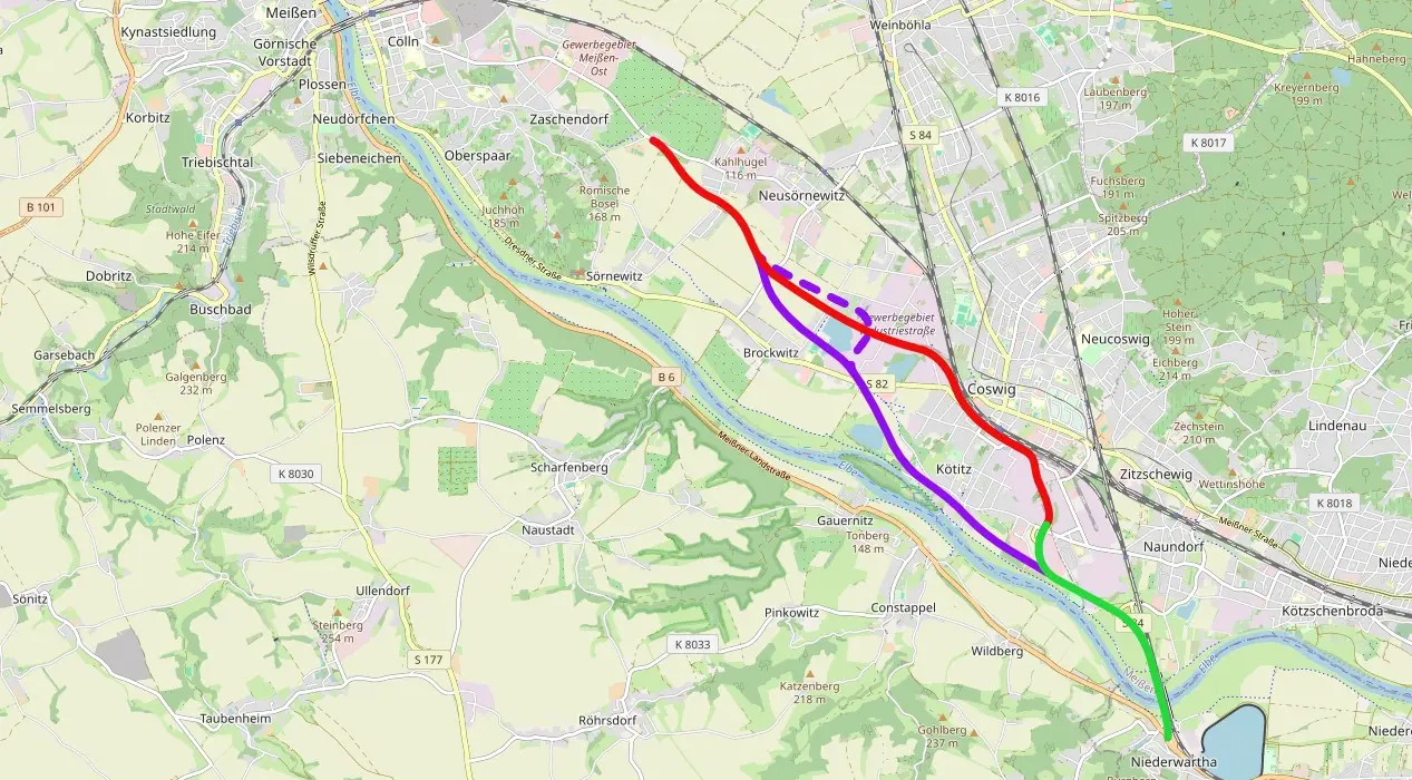 s84n-meissen-coswig-radebeul-dresden-varianten Die Varianten für die Weiterführung der S84n